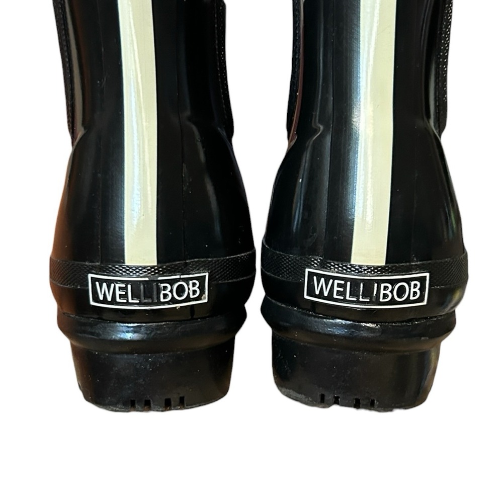 JOULES Wellibob Gloss Black Rain Boots sz 9 Rubber Short Ankle Garden Outdoor - Picture 5 of 9